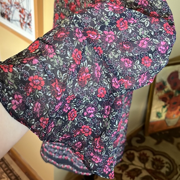 MAX STUDIO Size XL Dark Floral Romantic Dress Pintuck Floral Overlay $138 NEW - Picture 15 of 16